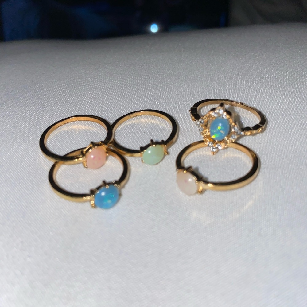 5 pc Rhinestone Decor Rings